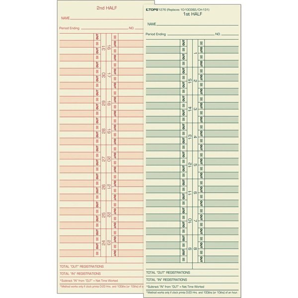 Tops Form, Time Card, 3.5X10.5 Pk TOP1276